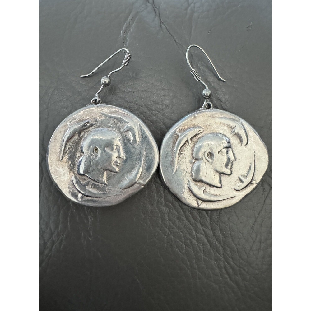 STERLING Silver EGYPTIAN PHAROAH EARRINGS FINE WIRE AMAZING DETAIL